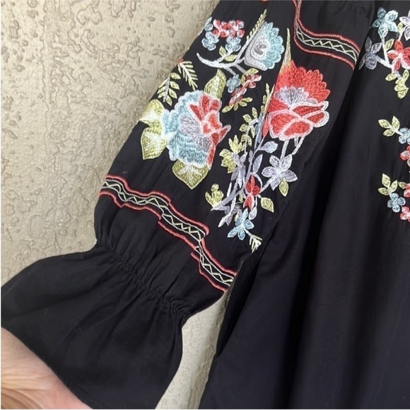 Free People Fleur Du Jour Floral Embroidered Off The Shoulder Mini Dress - Picture 5 of 11